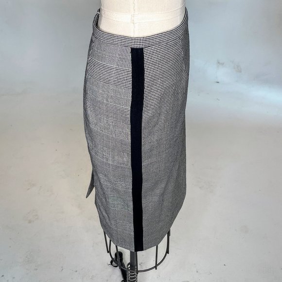 Piazza Sempoine Black & White Houndstooth/Plaid Mixed Pattern Wool Skirt Sz. 44 - Picture 4 of 11